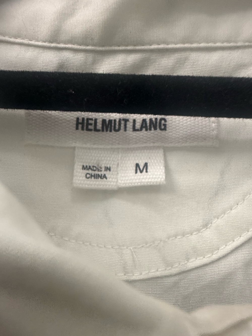 HELMUT LANG MENS LONG SLEEVE LAPEL DRESS SHIRT, SIZE MEDIUM, WHITE/BLACK - Picture 8 of 12